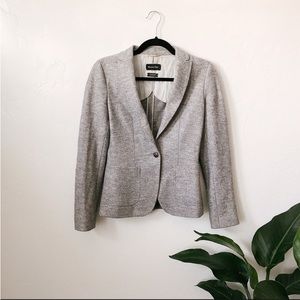 Massimo Dutti | Gray Wool Slim Fit Button Blazer